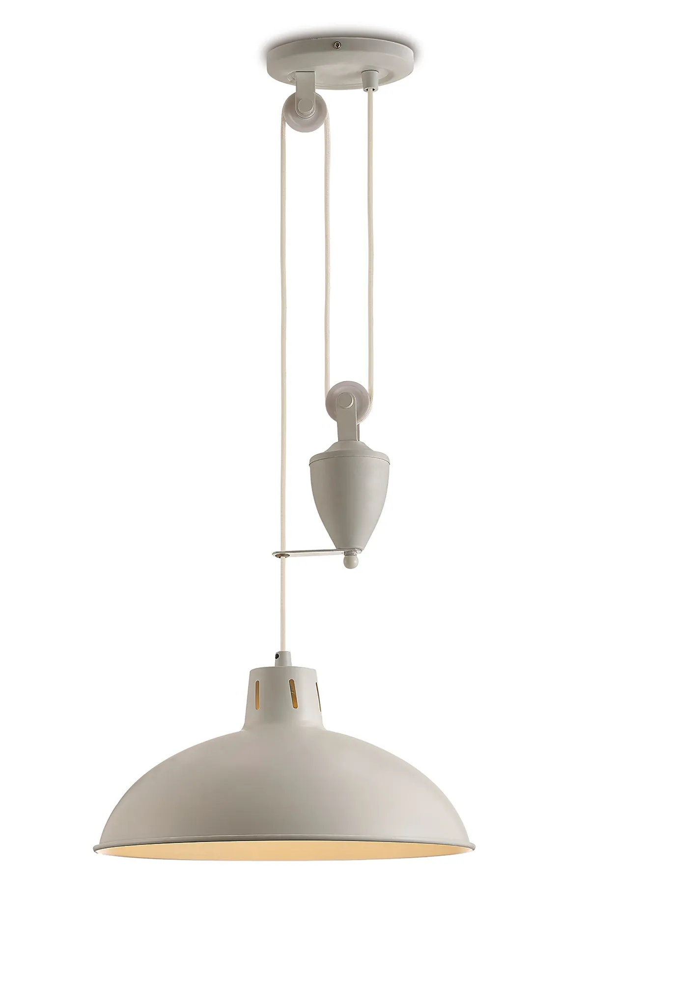 Wellington Pulley System Pendant 1 Light Matt White